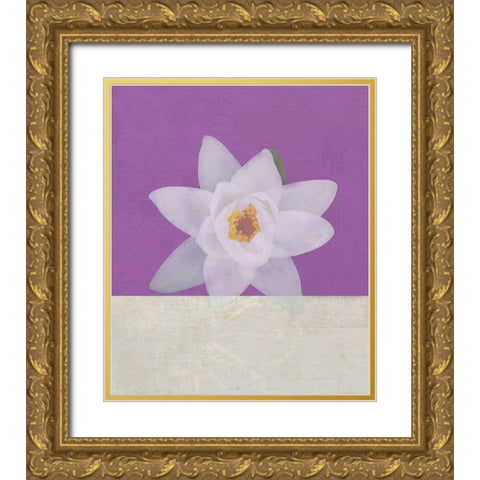 Water Lily Gold Ornate Wood Framed Art Print with Double Matting by JMB Designs