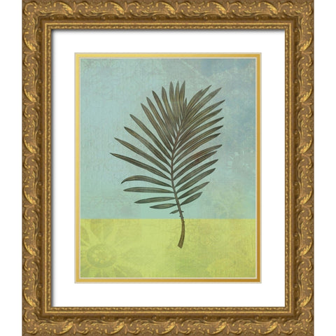 Palm Leaf Gold Ornate Wood Framed Art Print with Double Matting by JMB Designs