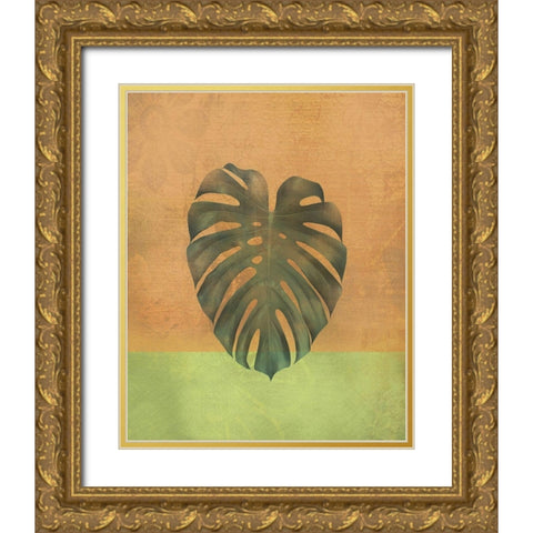 Orange Leaf Gold Ornate Wood Framed Art Print with Double Matting by JMB Designs