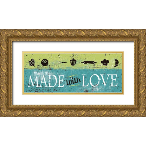 Made with Love Gold Ornate Wood Framed Art Print with Double Matting by JMB Designs