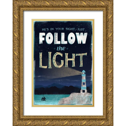 Follow Light Gold Ornate Wood Framed Art Print with Double Matting by JMB Designs