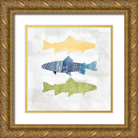 Fish Gold Ornate Wood Framed Art Print with Double Matting by JMB Designs