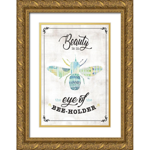 Bee-Holder Gold Ornate Wood Framed Art Print with Double Matting by JMB Designs