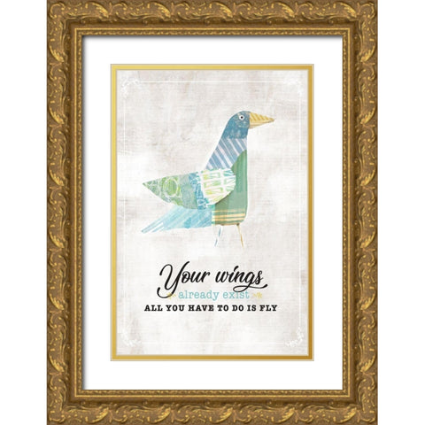 Fly Gold Ornate Wood Framed Art Print with Double Matting by JMB Designs