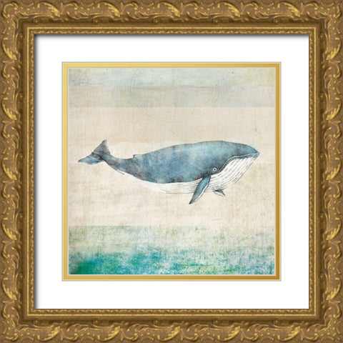 Whale Gold Ornate Wood Framed Art Print with Double Matting by JMB Designs