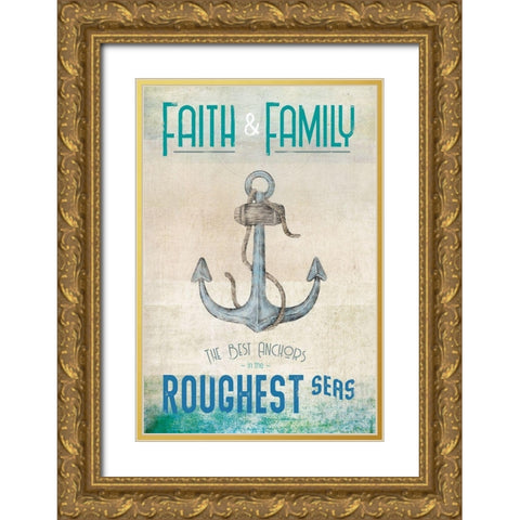 Faith and Family Gold Ornate Wood Framed Art Print with Double Matting by JMB Designs