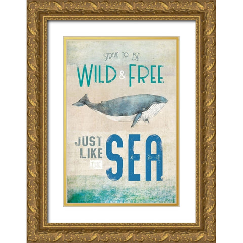 Wild and Free Gold Ornate Wood Framed Art Print with Double Matting by JMB Designs