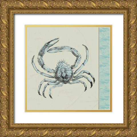 Crab Gold Ornate Wood Framed Art Print with Double Matting by JMB Designs