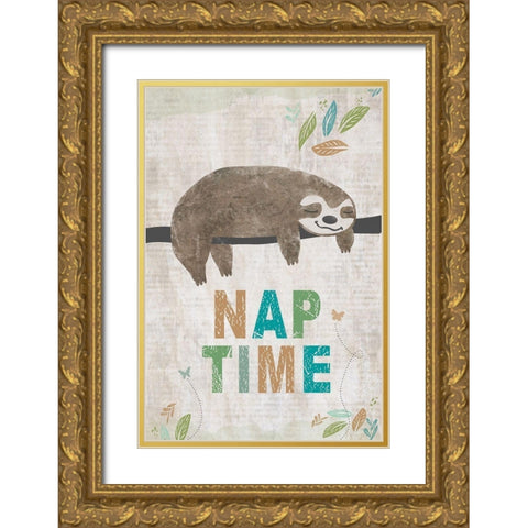 Nap Time Gold Ornate Wood Framed Art Print with Double Matting by JMB Designs