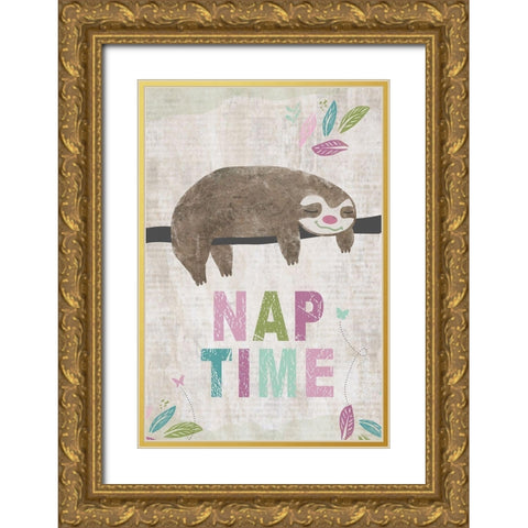 Nap Time Gold Ornate Wood Framed Art Print with Double Matting by JMB Designs
