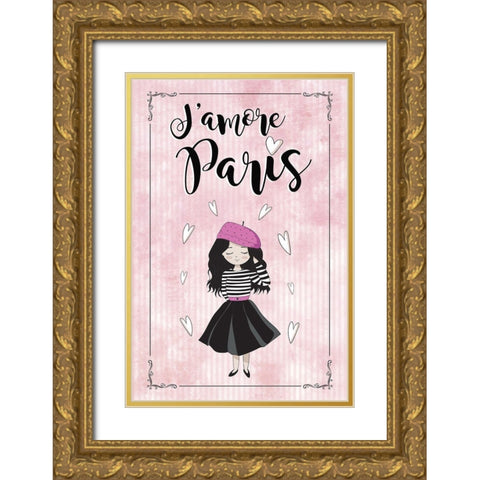 Jamore Paris Gold Ornate Wood Framed Art Print with Double Matting by JMB Designs