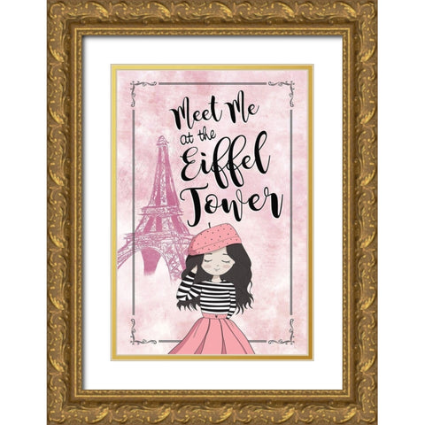 Meet Me at the Eiffel Tower Gold Ornate Wood Framed Art Print with Double Matting by JMB Designs