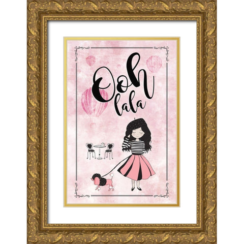 Ooh Lala Gold Ornate Wood Framed Art Print with Double Matting by JMB Designs