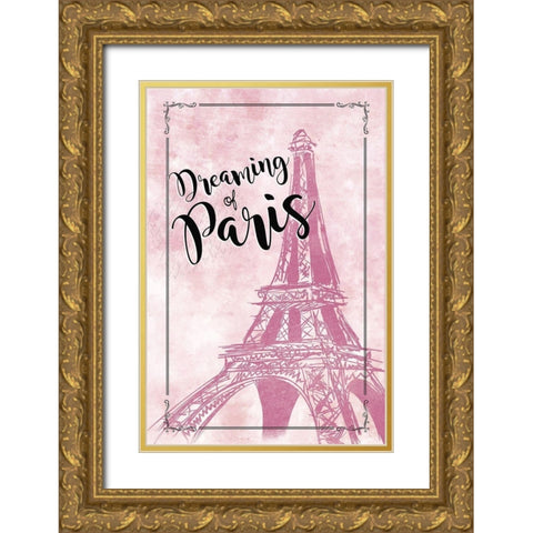 Dreaming of Paris Gold Ornate Wood Framed Art Print with Double Matting by JMB Designs