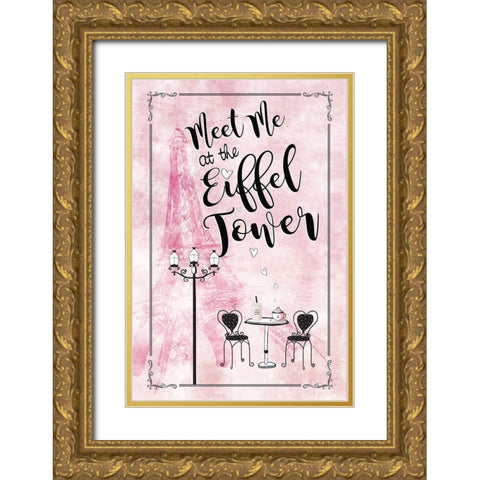 Meet Me at the Eiffel Tower Gold Ornate Wood Framed Art Print with Double Matting by JMB Designs