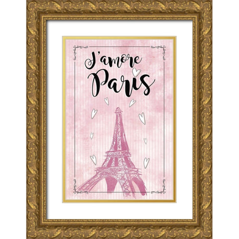 Jamore Paris Gold Ornate Wood Framed Art Print with Double Matting by JMB Designs