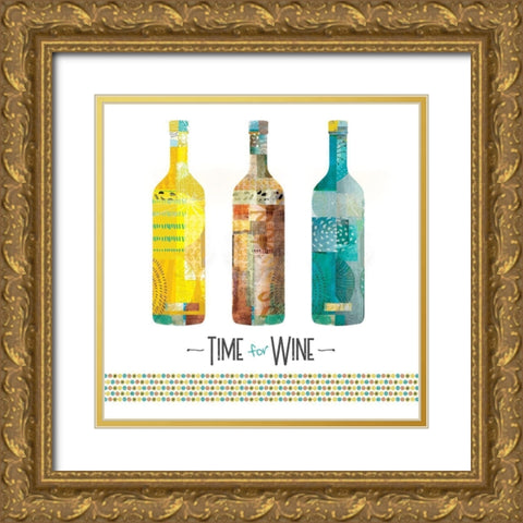 Time for Wine Gold Ornate Wood Framed Art Print with Double Matting by JMB Designs