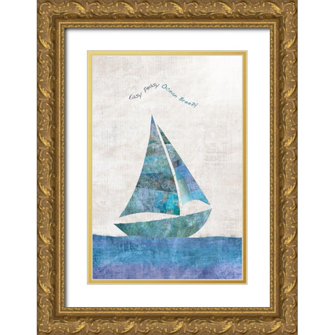 Ocean Breezy Gold Ornate Wood Framed Art Print with Double Matting by JMB Designs