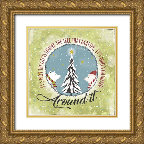 Gathered Around Tree Gold Ornate Wood Framed Art Print with Double Matting by JMB Designs