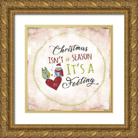 Christmas is a Feeling Gold Ornate Wood Framed Art Print with Double Matting by JMB Designs