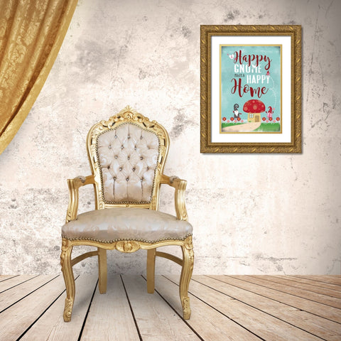 Happy Gnome Gold Ornate Wood Framed Art Print with Double Matting by JMB Designs