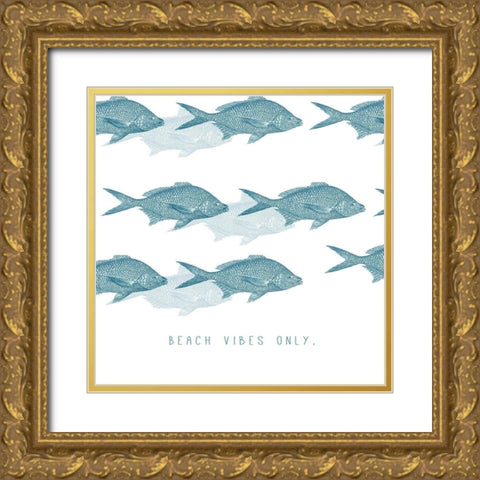 Beach Vibes Only Gold Ornate Wood Framed Art Print with Double Matting by JMB Designs