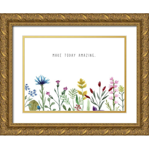 Make Today Amazing Gold Ornate Wood Framed Art Print with Double Matting by JMB Designs