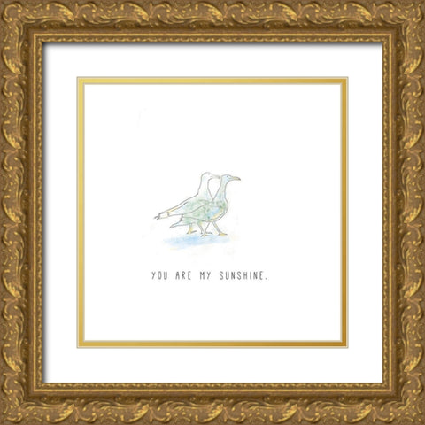 You Are My Sunshine Gold Ornate Wood Framed Art Print with Double Matting by JMB Designs