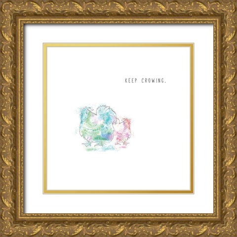 Keep Crowing Gold Ornate Wood Framed Art Print with Double Matting by JMB Designs