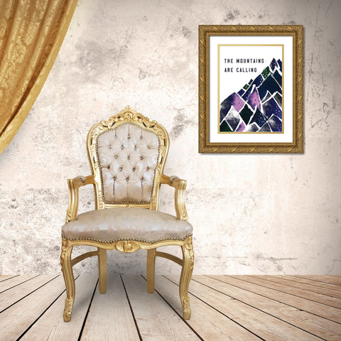 Mountains are Calling Gold Ornate Wood Framed Art Print with Double Matting by JMB Designs