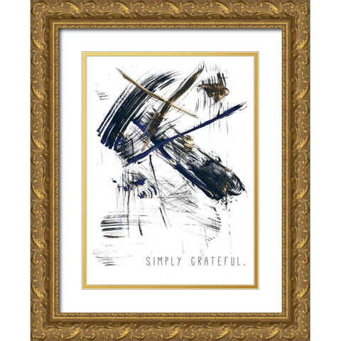 Simply Grateful Gold Ornate Wood Framed Art Print with Double Matting by JMB Designs