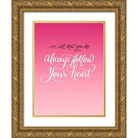 Heart Gold Ornate Wood Framed Art Print with Double Matting by Batista, Dee