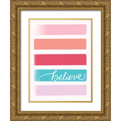 Believe Gold Ornate Wood Framed Art Print with Double Matting by Batista, Dee