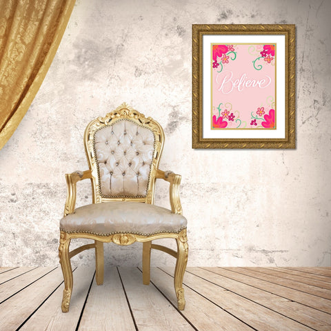 Believe Gold Ornate Wood Framed Art Print with Double Matting by Batista, Dee