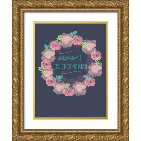 Blooming Gold Ornate Wood Framed Art Print with Double Matting by Batista, Dee
