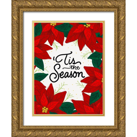 Tis the Season Gold Ornate Wood Framed Art Print with Double Matting by Batista, Dee