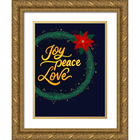 Joy Peace Gold Ornate Wood Framed Art Print with Double Matting by Batista, Dee