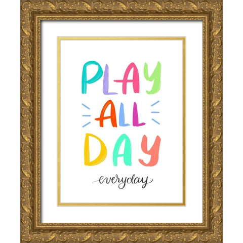 Play Gold Ornate Wood Framed Art Print with Double Matting by Batista, Dee