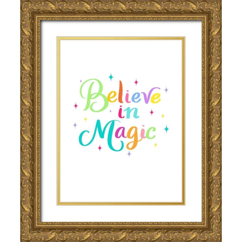 Believe Gold Ornate Wood Framed Art Print with Double Matting by Batista, Dee