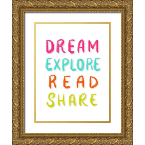 Dream Big Gold Ornate Wood Framed Art Print with Double Matting by Batista, Dee