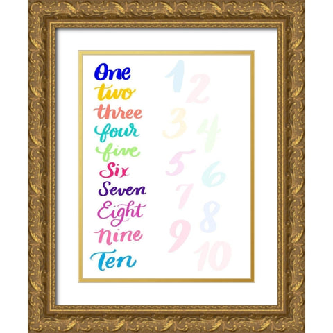 Numbers Gold Ornate Wood Framed Art Print with Double Matting by Batista, Dee