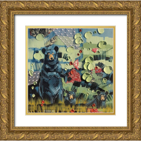 Three Black Bears Gold Ornate Wood Framed Art Print with Double Matting by Ihde, McKenna