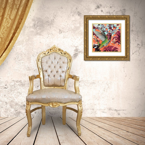 Hummingbird Gold Ornate Wood Framed Art Print with Double Matting by Ihde, McKenna