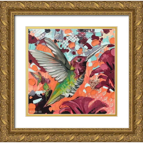 Hummingbird Gold Ornate Wood Framed Art Print with Double Matting by Ihde, McKenna