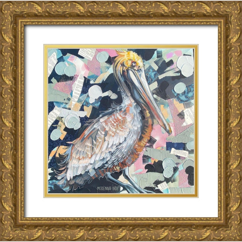Pelican Gold Ornate Wood Framed Art Print with Double Matting by Ihde, McKenna