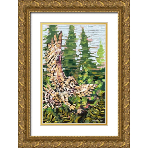 Spotted Owl and Mouse Gold Ornate Wood Framed Art Print with Double Matting by Ihde, McKenna