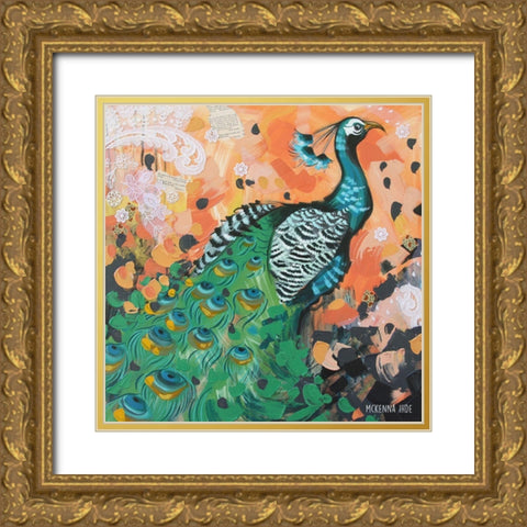 Proud as a Peacock Gold Ornate Wood Framed Art Print with Double Matting by Ihde, McKenna
