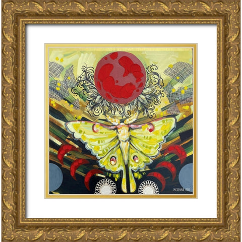 Luna Moth Gold Ornate Wood Framed Art Print with Double Matting by Ihde, McKenna