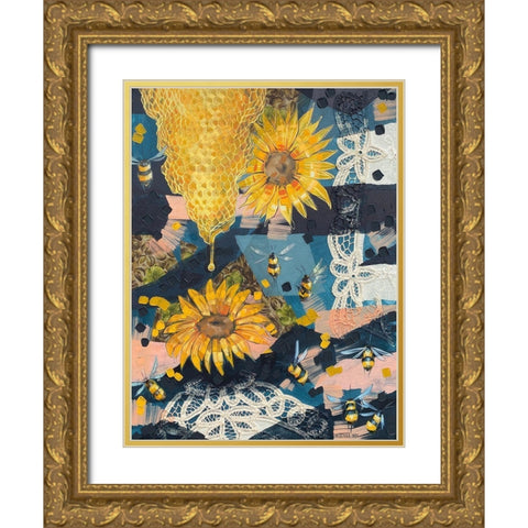 Sunflowers Gold Ornate Wood Framed Art Print with Double Matting by Ihde, McKenna