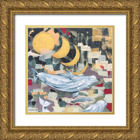 Beluga Trio Gold Ornate Wood Framed Art Print with Double Matting by Ihde, McKenna